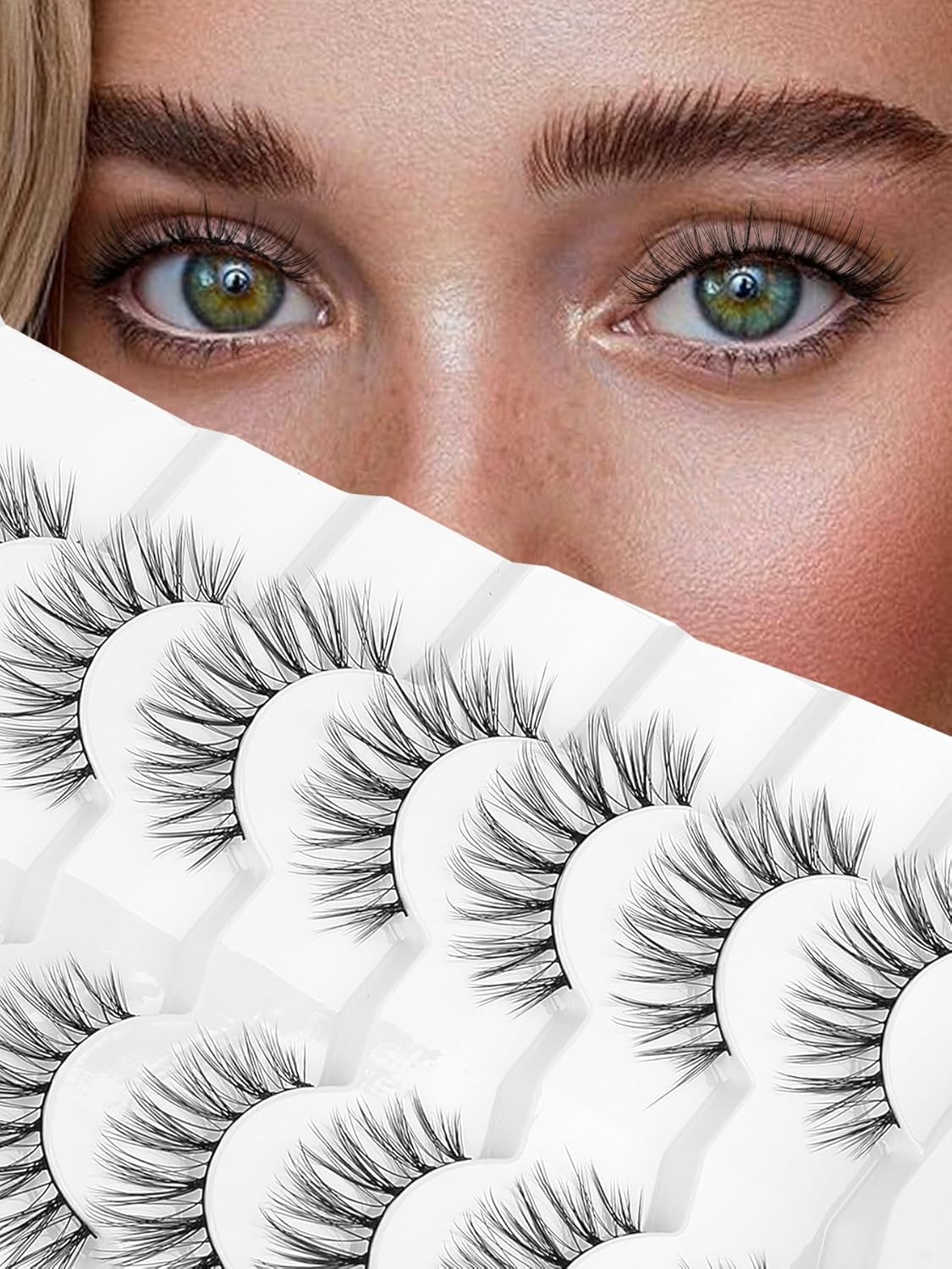 Strip Lashes Natural False Eyelashes Wispy Fake Eyelashes Soft False Lashes C Curl Natural Lash 13mm Siligli Eyelashes 7 Pair Eye Lashes Pack