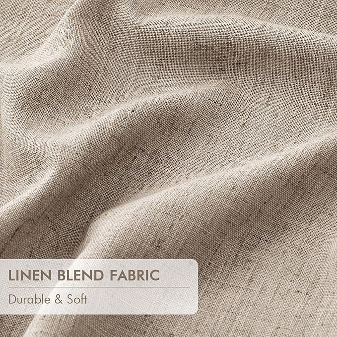 MIULEE Sand Pinch Pleated 100% Blackout Linen Curtains 96 Inch Length 2 Panels Set, Black Out Memory Trained Pleat Curtains Light Blocking Room Darkening Drapes for Bedroom Living Room Window