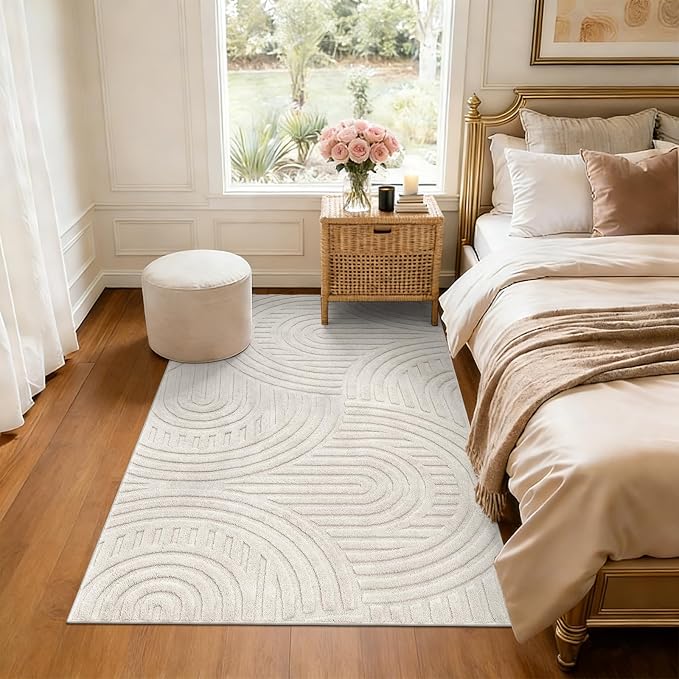 Pauwer Area Rugs for Living Room 3x5, Non Slip Washable Modern Rug, Beige | Soft Fluffy, Boho Neutral, Indoor Floor Carpet, For Bedroom Entryway Dining Room Nursery Farmhouse