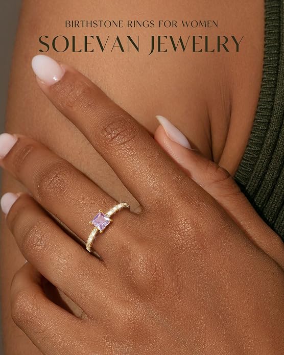 Birthstone Gold Rings for Women Non Tarnish 14K Gold Plated Stackable Cubic Zirconia Thumb Rings Dainty Cute Emerald Eternity Band Pinky Ring Engagement Wedding Promise Rings Jewelry Gifts