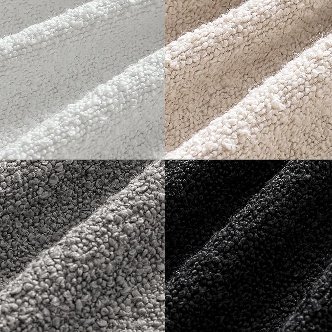 MIULEE Decorative Boucle Throw Pillow Covers 18x18 Black White Set of 4 | Textured Accent Pillow Cases Soft Couch Cushion Covers for Modern Farmhouse Boho Sofa Bed Livingroom Home Decor