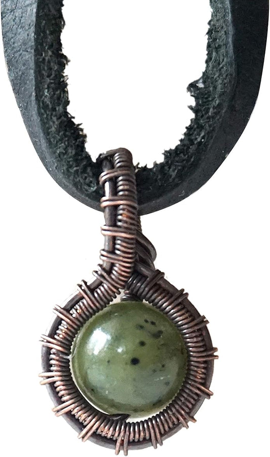 Simple Men's Birthstone Crystal Necklace with Leather Cord
