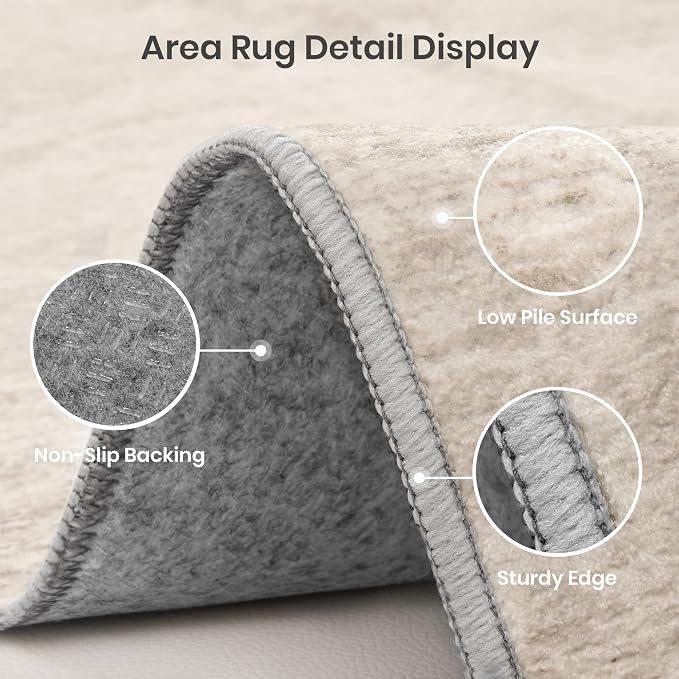 Valenrug Washable Rugs 9x12 - Stain Resistant Area Rugs 9x12 Living Room, Non Slip Backing Gradient Printed Rugs for Bedroom, Foldable Machine Washable Area Rug(9'x12', Brown)