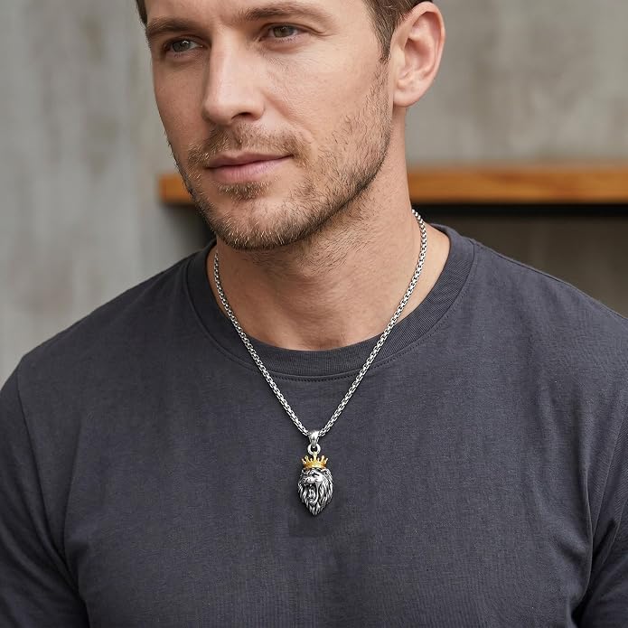 Lion/Anchor/Yggdrasil/Empty Tomb Pendant Necklace Stainless Steel 22+2 Chain Jewelry For Men Father Women Unisex