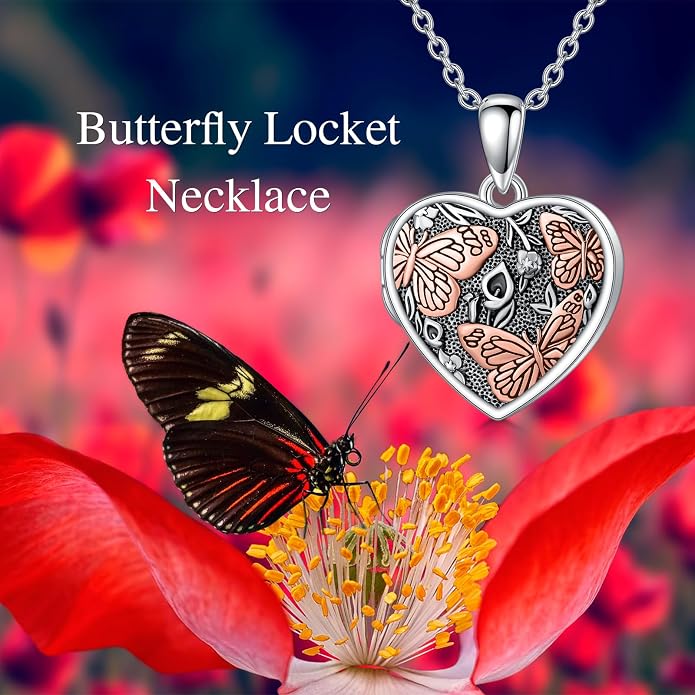 925 Sterling Silver Memorial Jewelry Urn Necklaces for Ashes, Photo Locket Necklace that Holds Picture