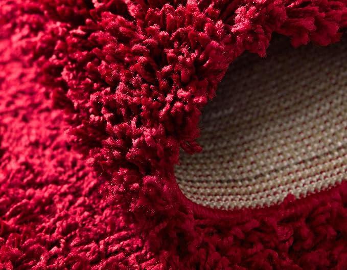 Unique Loom Solid Shag Collection Area Rug (6' 1" x 9' Rectangle, Cherry Red)