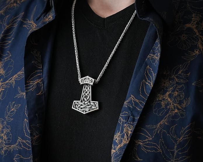 Baldur Jewelry - Thors Hammer Necklace Pendant Mjölnir - Viking Norse Thor Hammer Pendant Viking Jewelry - Thor Necklace - Thor Gifts for Men - Viking Necklace for Men