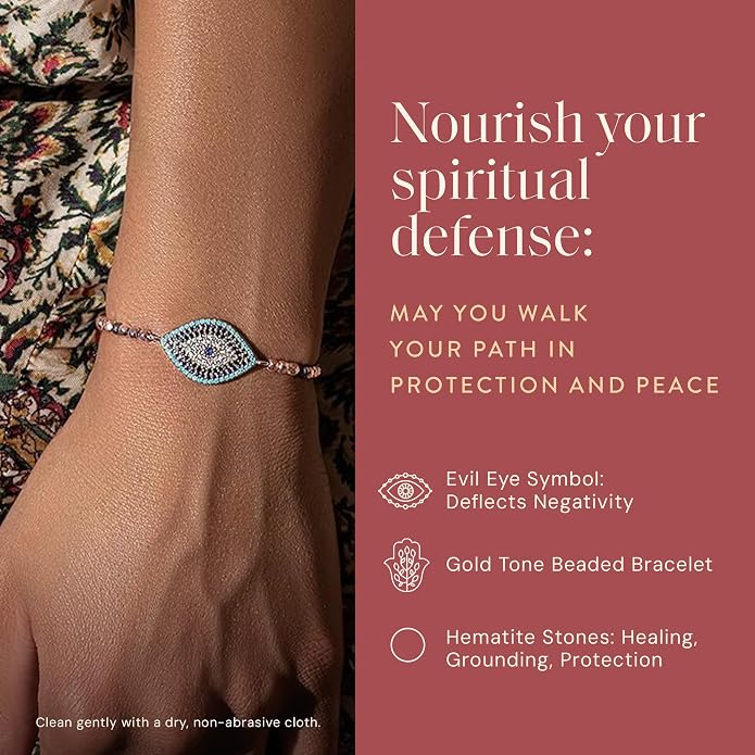 KARMA AND LUCK - Walk with Integrity - Women's Genuine Hematite Stones Gold Tone 5.5" to 7.5" Bracelet with Adjustable Drawstring Closure Handmade in Southeast Asia