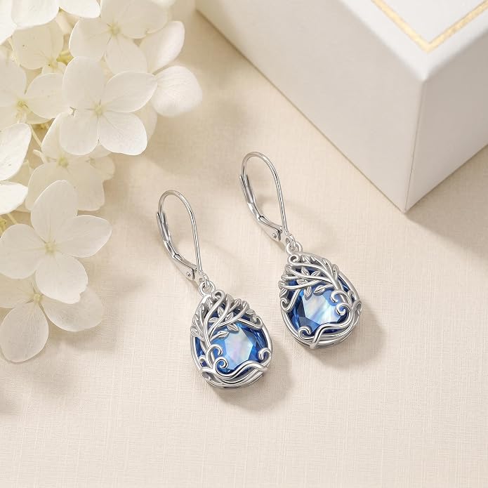 Teardrop Tree of Life/Filigree Earrings for Women Dangle Leverback Earrings Jewelry Gift Anniversary For Her