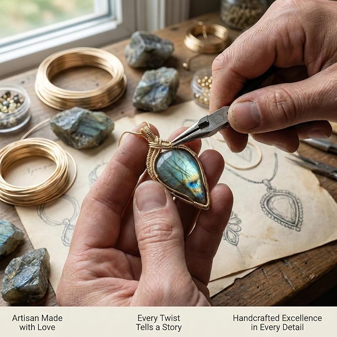Natural Faceted Labradorite Pendant Necklace – Unique Stone of Magic & Transformation, Iridescent Flash Gemstone Jewelry, Handmade Healing Crystal Gift for Women, Birthday, Anniversary, Spiritual Awakening & Intuition