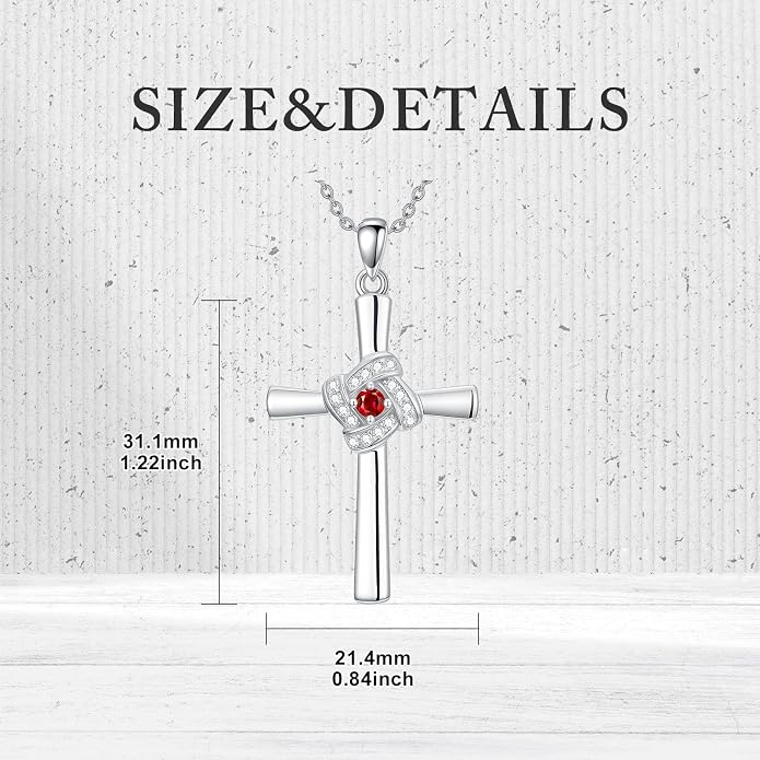 Cross Necklace for Women 925 Sterling Silver Crucifix Pendant Christian Cross Jewelry for Women Men