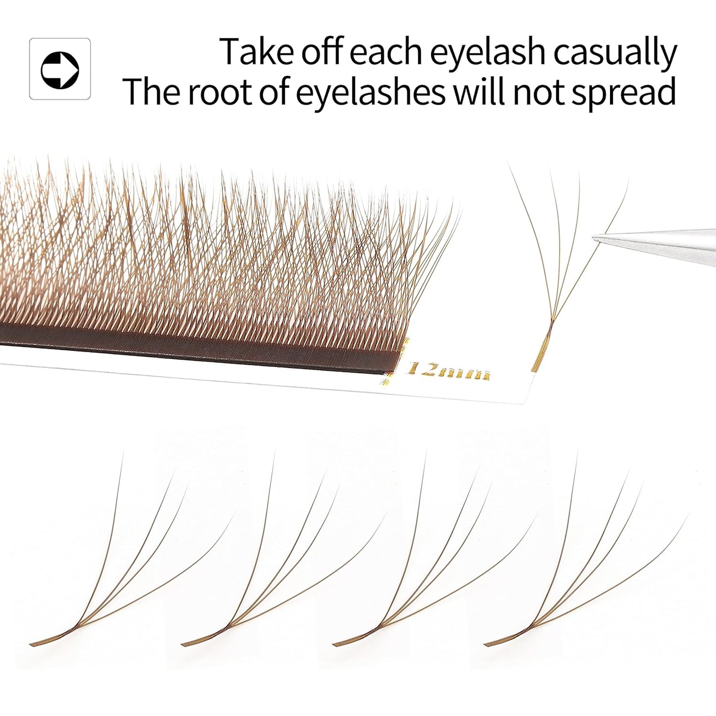 Lash Extensions Brown 4D W Eyelash Extensions W Shape 0.07mm Thickness D Curl 12mm Premade Fans Lashes Colored Lash Extension Volume Lashes Individual Lashes(W-Brown-4D-0.07-D,12mm)