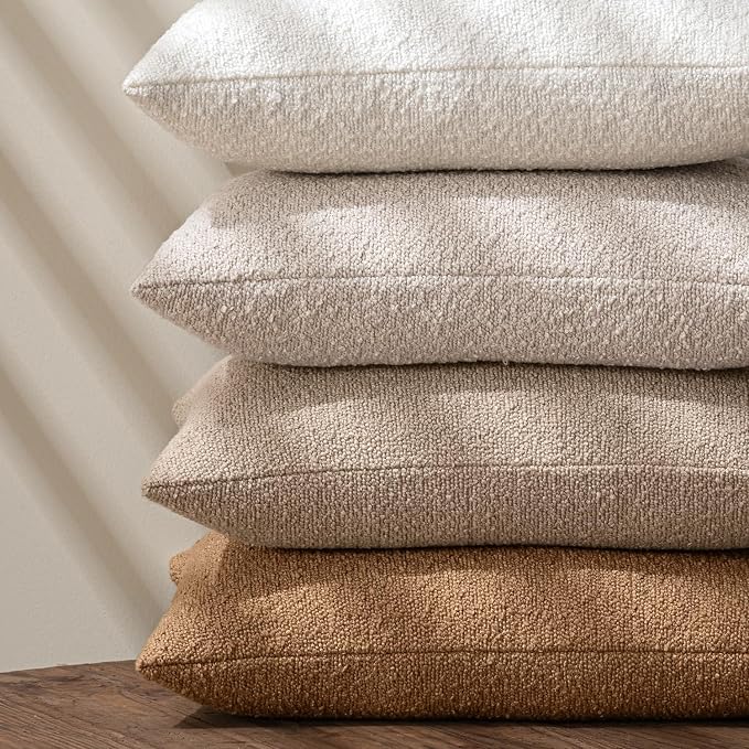 MIULEE 20x20 Decorative Lumbar Boucle Couch Pillow Covers Oatmeal | Set of 2 Textured Neutral Throw Pillow Covers, Accent Solid Pillowcases, Sofa Living Room Home Decor