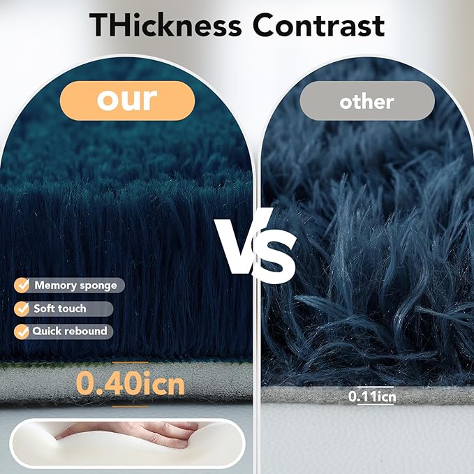 10x12 Navy Blue Shag Area Rug for Living Room - Plush Shaggy Carpet | Lush Navy Hue - Cloud-Like Softness - Stays Firmly in Place - Rich Color Saturation - Complements Modern Interiors