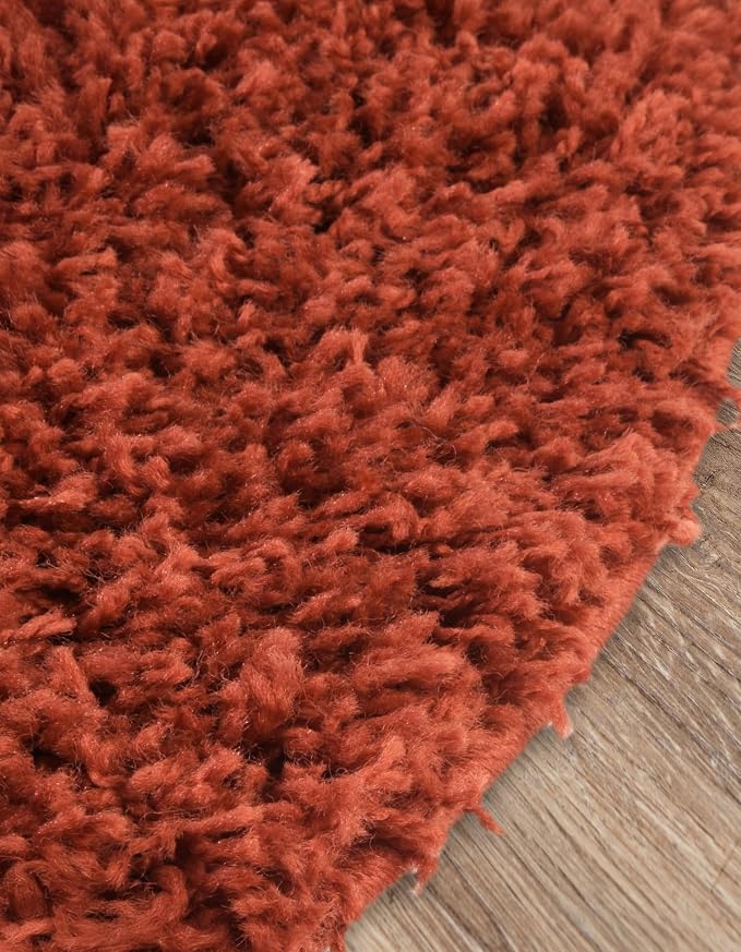 Unique Loom Solid Shag Collection Area Rug (3' 1" x 5' 3" Oval, Terracotta)