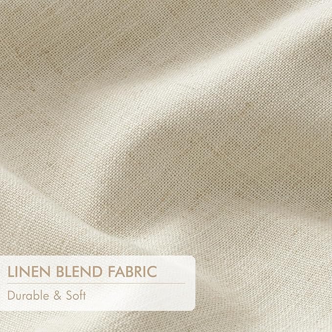 MIULEE Cream Pinch Pleated 100% Blackout Linen Curtains for Bedroom, Room Darkening Memory Trained Light Blocking Window Curtains 84 inches Long for Living Room, Black Out Pleat Drapes, 2 Panels