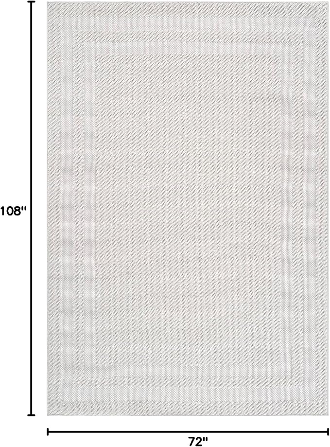 CAMILSON Micro Loop Rug 6x9 Modern Luxury Bordered Area Rugs Soft High and Low Pile Stain Resistant Easy-Cleaning Non-Shedding for Living Room Office Indoor Carpet (6 x 9 / White)