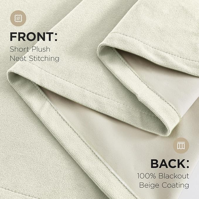 Joydeco 100% Blackout Velvet Curtains White 84 Inch Back Tab | Luxury Thermal Insulated Velvet Curtains for Bedroom Living Room, Soundproof Blackout Window Drapes