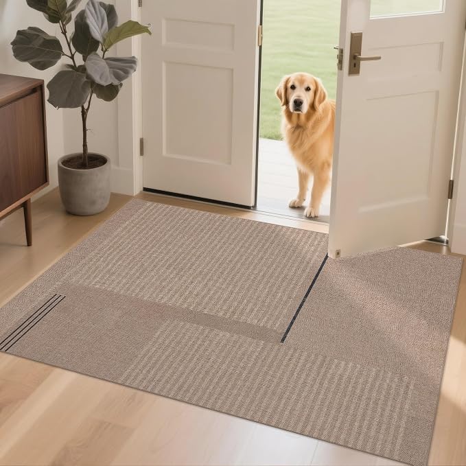 Non-Slip Jute Rug for Entryway: 3x5 Outdoor Mat - Beige Woven | Safe Walking for Family All Day and Help with Cutting Slip Falls by 70%