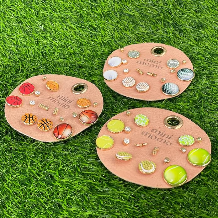 Sports Earring Set for Women Multi Pairs Assorted Multipack - Stud Earrings Jewelry Gift for Sports Mom Football, Baseball, Basketball, Soccer Team