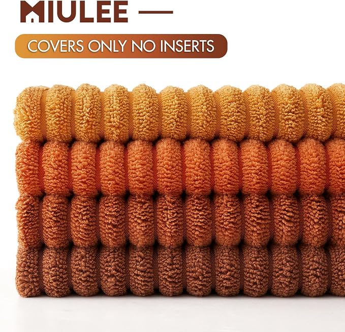 MIULEE Boho Farmhouse Throw Pillow Covers 18x18 Inch Set of 4 Mordern Nordic Cushion Covers Soft Corduroy Fall Home Decor for Couch Bed Sofa Living Room Orange Rust