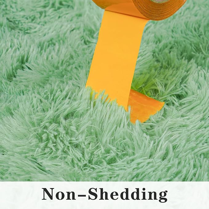 Dssimo Sage Green Rug for Bedroom 2x4 Feet Fluffy Bedside Rugs | Soft Shag Fuzzy Non-Slip Small Carpet for Kids,Girls Boys and Teens Decorations for Living Room Dorm Nursery Classroom