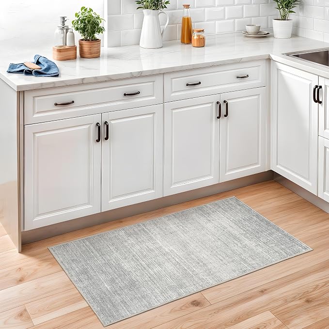 Valenrug Door Mat 2x3 - Stain Resistant 2x3 Entryway Area Rugs for Living Room, Non Slip Backing Large Area Rugs for Bedroom, Folable Machine Washable Area Rug (2'x3', Grey)