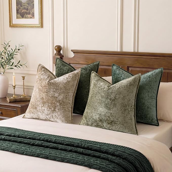 a moment Throw Pillow Covers 18X18 Inch 4 Packs,Soft Velvet Decorative Pillow Cases with 3D Ice Flower,Texture Modern Accent Cushion Covers for Sofa Couch Home Decor Quiet Oasis
