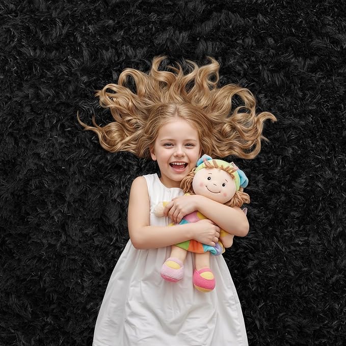 Area Rug for Living Room Bedroom: 4x6 Soft Fluffy Shag Rugs Upgrade Non-Slip High Pile Carpet Large Fuzzy Plush Indoor Floor Shaggy Carpets for Nursery Kid Playroom Office Dorms Home Decor Black