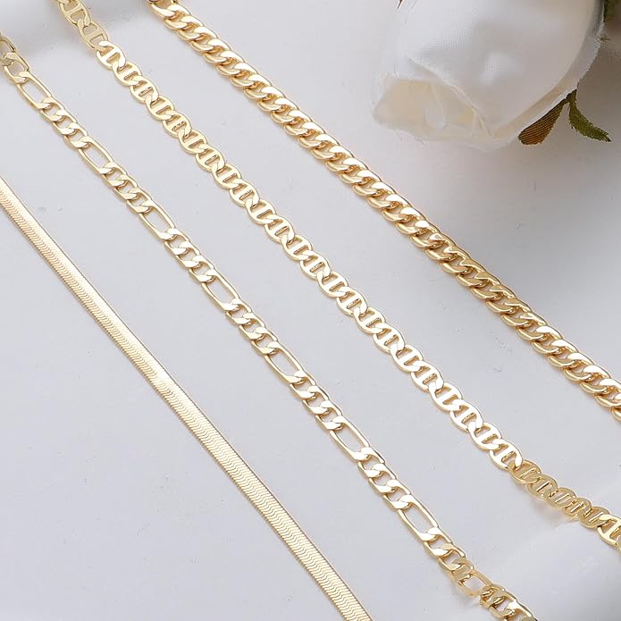 Rotnso Anklets for Women 14K Gold Silver Plated Ankle Bracelets Trendy Waterproof Boho Anklets Set Adjustable Dainty Cute Diamond Beaded Heart Non Tarnish Summer Beach Jewelry Gift