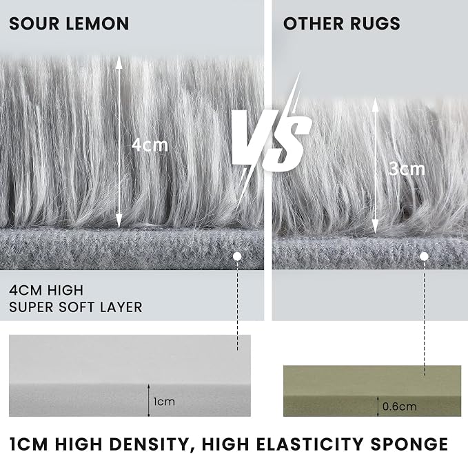 Sour Lemon 5x7 Area Rugs, Large Area Rug 5 x7, Washable Area Rugs, Bedroom Area Rug Shag Shaggy Carpet Soft Plush Furry Bedside Fluffy Rug for Living Room Kids Girls Boys Home Decor Anti Slip