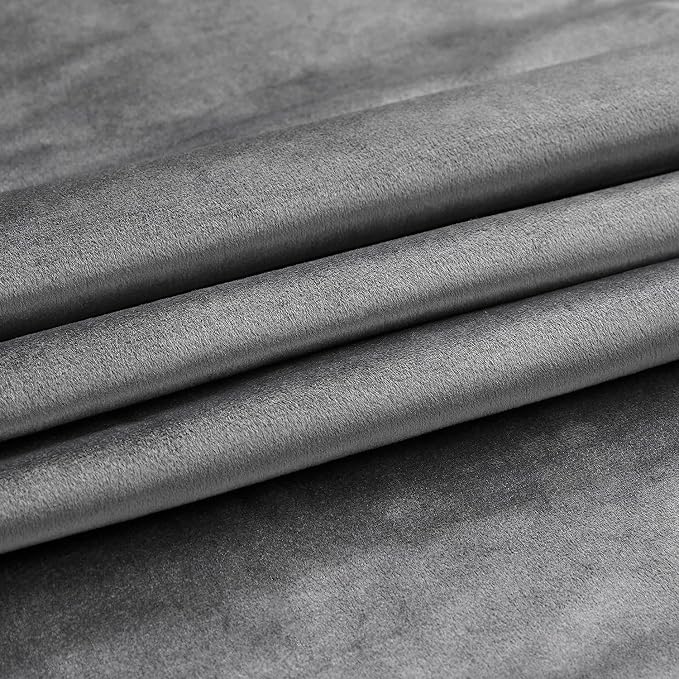 PRIMROSE Dark Grey Velvet Curtains 72 inch Long for Living Room,Set of 2 Panels Blackout Rod Pocket Back Tab Window Treatment Room Darkening Heavy Decorative Curtains Drapes for Bedroom