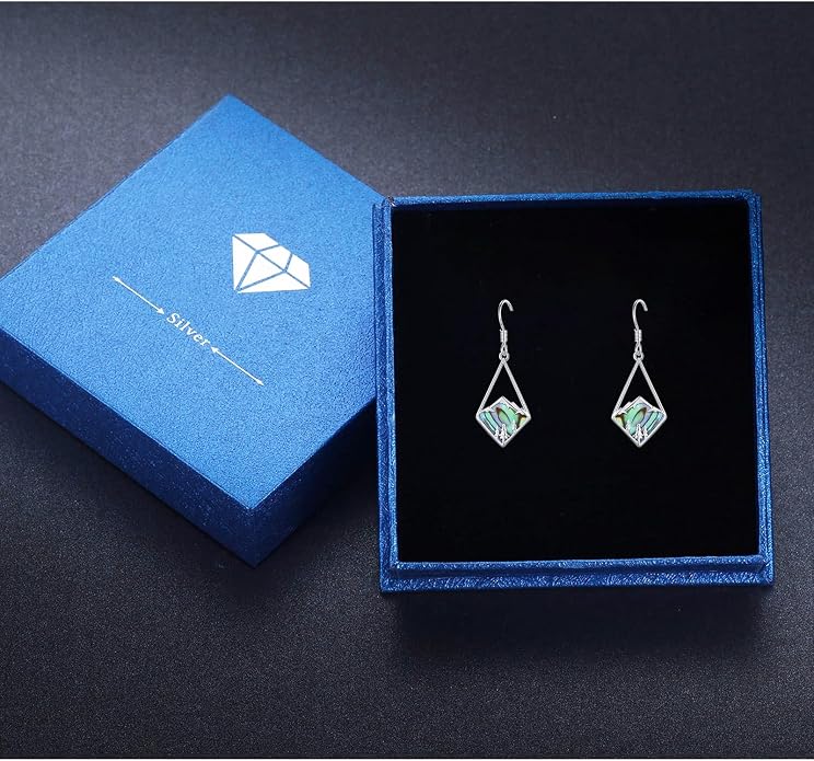 CUOKA MIRACLE Abalone Mountain Earrings For Women S925 Sterling Silver Abalone-Mountain Dangle Earrings Nature Abalone's Mountain Jewelry Gifts For Campers Climbers Nature Lover