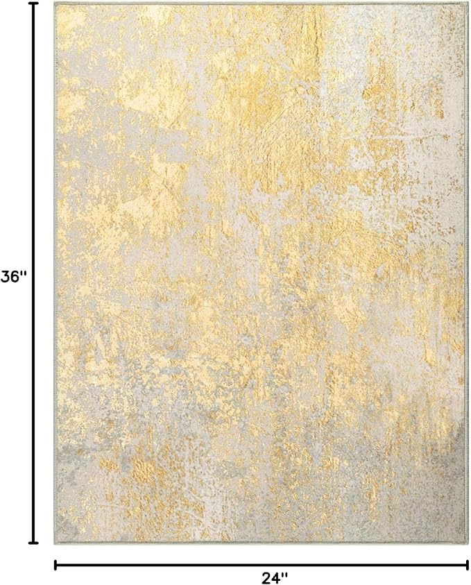 Entrance Rugs Indoor 2x3 Orange, Silver & Gray Entry Rug Washable Abstract Small Area Rug Non-Slip Low Pile Throw Rugs for Entryway, Kitchen Floor, Front Door Indoor Door Mat, Bedroom Bedside
