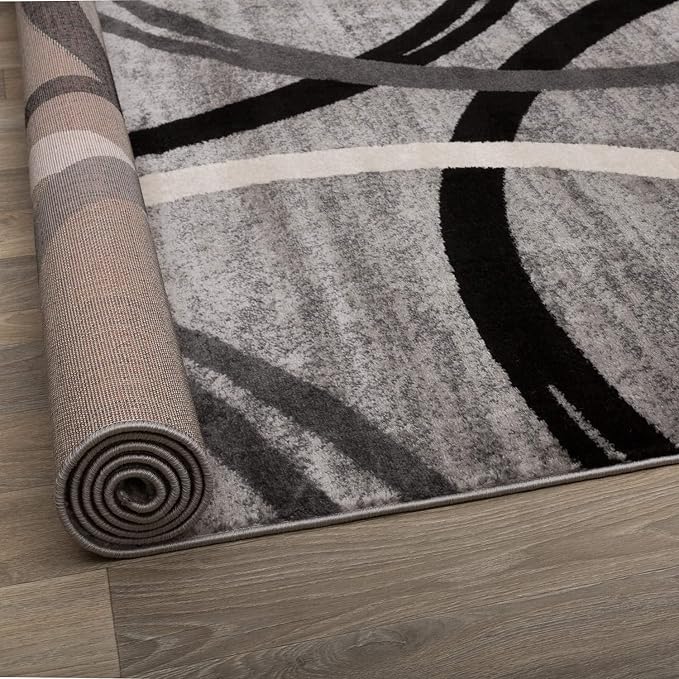 Rugshop Wavy Circles Jute Backing Living Room Office Area Rug Gray 4' x 6'
