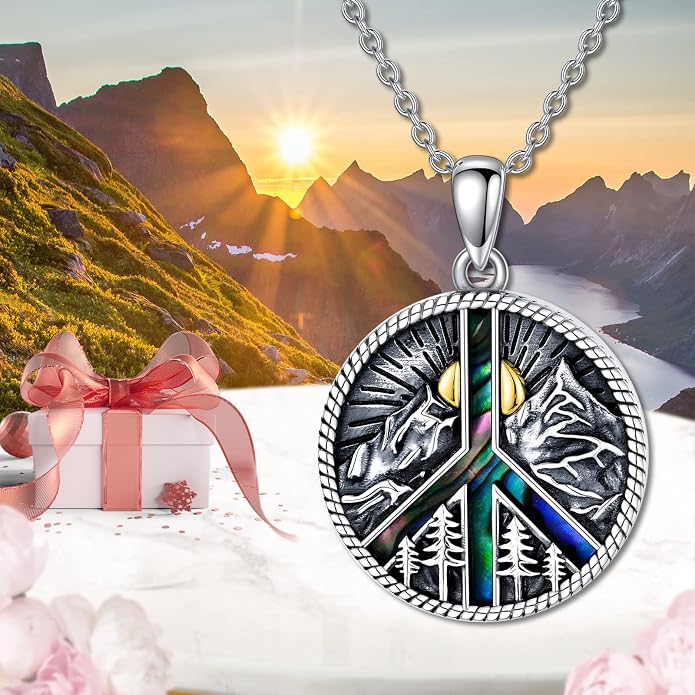 S925 Sterling Silver Poseidon Trident/Peace Sign/Coexist Peace Symbol/Pirate/Arrowhead/Flower of Life/Thor's Hammer Jewelry Necklace Gifts for Women Men