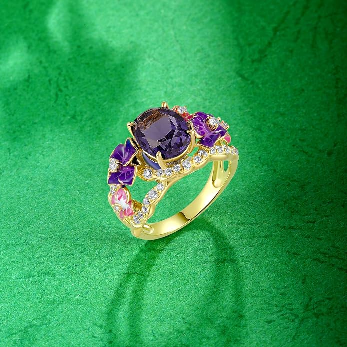 Santuzza 925 Sterling Silver Enamel Flower Ring for Women