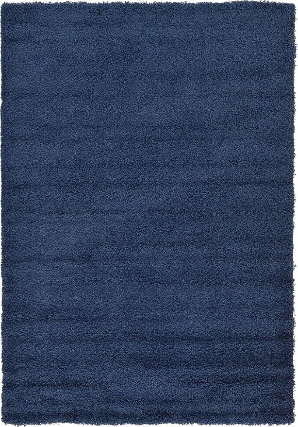 Unique Loom Solid Shag Collection Area Rug (6' 1" x 9' Rectangle, Sapphire Blue/ Navy Blue)