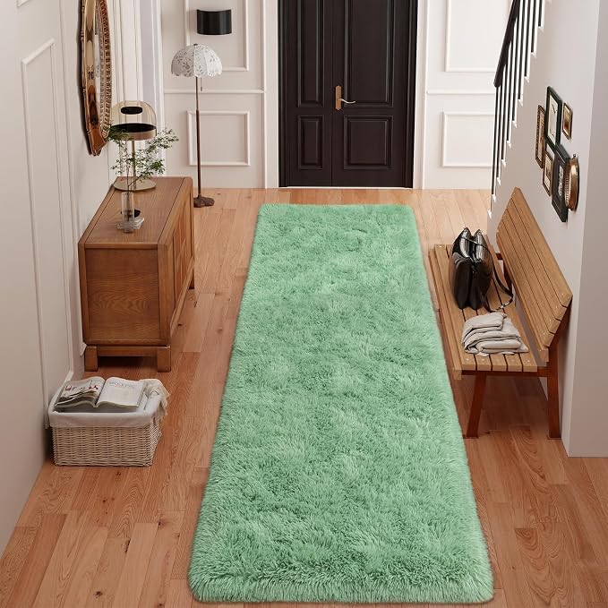 Dssimo Super Soft Runner Rugs for Hallway 2x6 Sage Green Rug, | Soft Fluffy Shag Non-Slip Carpet for Kids,Girls Boys and Teens Decorations for Living Room Dorm Nursery Classroom