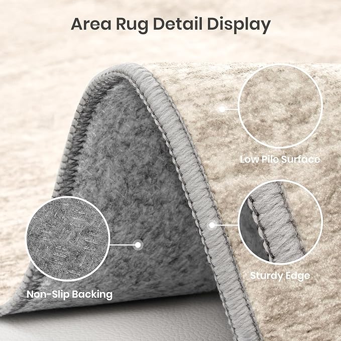 Valenrug Washable Rugs 9x12 - Non Slip 9x12 Area Rugs for Living Room, Stain Resistant Area Rugs for Bedroom, Foldable Machine Washable Area Rug(9'x12', Brown)