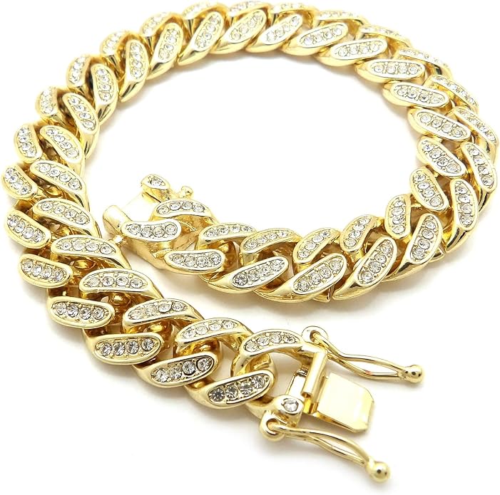 Fashion 21 Women's Stone Filled 10mm, 12mm Various Length Box Lock Cuban Chain Anklet