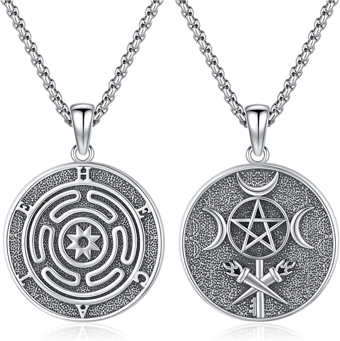 Witchy Jewelry for Women Men Nudo De Bruja Plata 925 Original Witches Knot Necklace Tetragrammaton Hecate Necklace Lilith Necklace Pentagram Necklace Cat Necklace Triple Moon Goddess Pendant Necklace