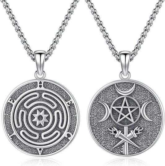 Witchy Jewelry for Women Men Nudo De Bruja Plata 925 Original Witches Knot Necklace Tetragrammaton Hecate Necklace Lilith Necklace Pentagram Necklace Cat Necklace Triple Moon Goddess Pendant Necklace