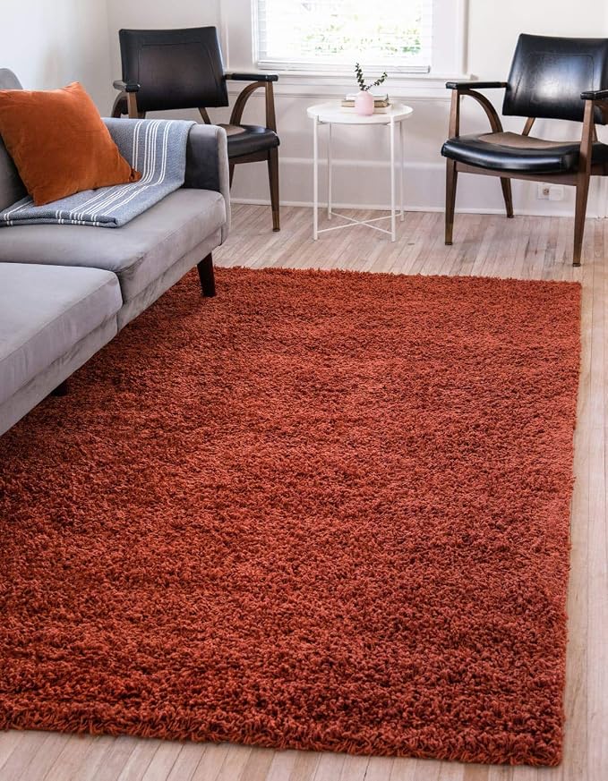 Unique Loom Solid Shag Collection Area Rug (2' x 3' 1" Rectangle, Terracotta)