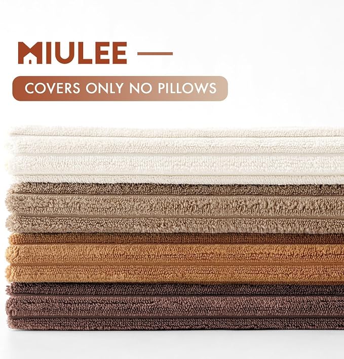 MIULEE Boho Farmhouse Throw Pillow Covers 20x20 Inch Set of 4 Rustic Mordern Neutral Cushion Covers Soft Corduroy Nordic Fall Home Decor for Couch Bed Sofa Living Room Brown