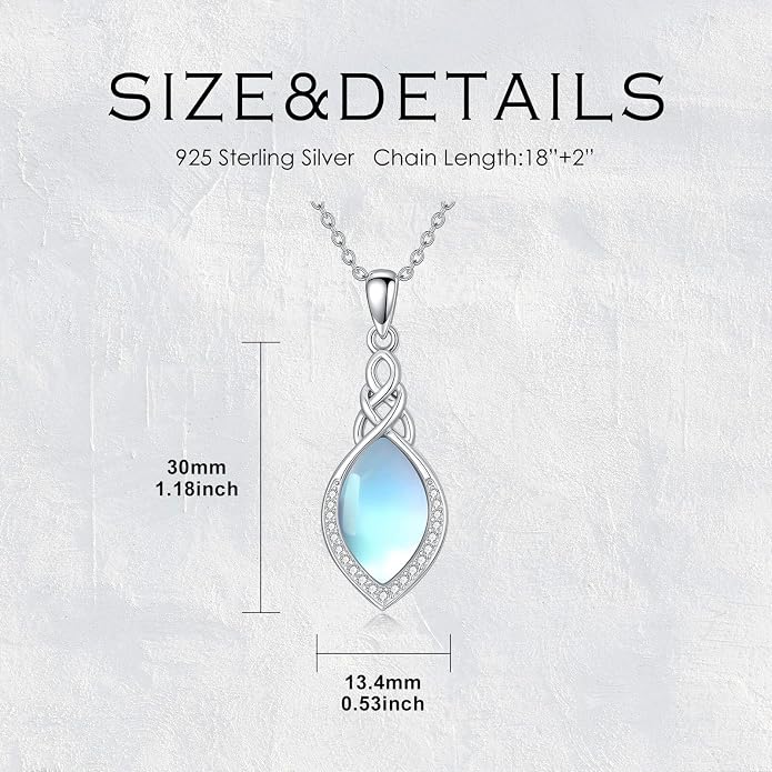 PELOVNY Celtic Knot Necklaces for Women 925 Sterling Silver Gemstone/Birthstone Teardrop Infinity Necklace Irish Celtic Pendant Jewelry Gifts for Mom Daughter Wife