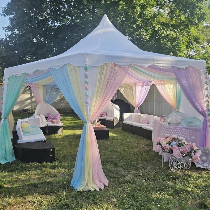 6 Panels,Pastel Rainbow Backdrop Curtains Sheer Curtain Panel,Bright Color | 59x86 Inch, Colorful Curtains Drapes for Kid, Unicorn Baby Shower, Birthday Party, Window Classroom Decoration, Photography