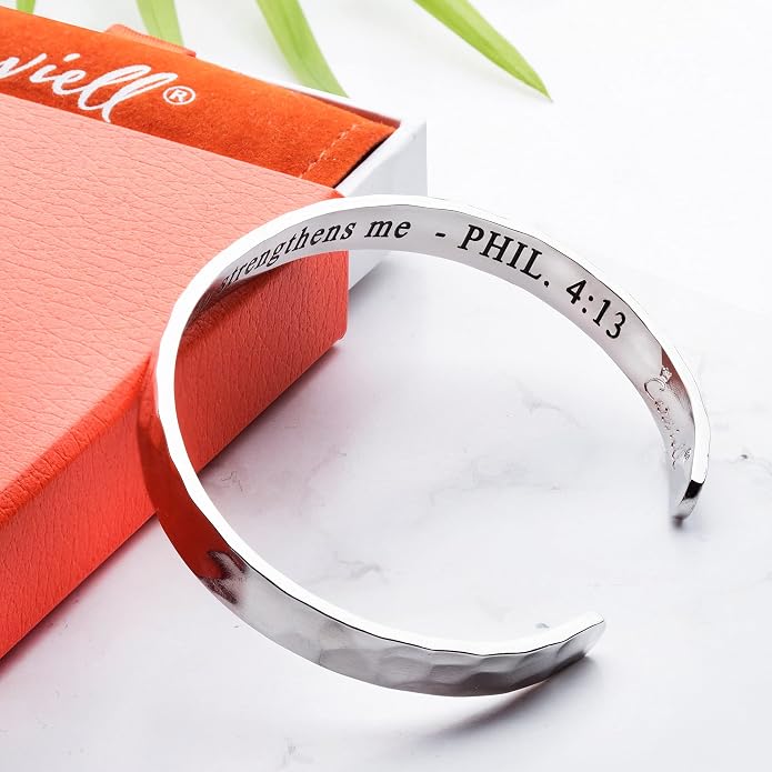 Carviell Bracelet - Gifts for Women – Inspirational, Friendship, Love, Mom, Daughter, Sister, Christian, Graduation, Memorial & Wedding Gifts – 100+ Phrases – Stainless Steel, Gift-Ready