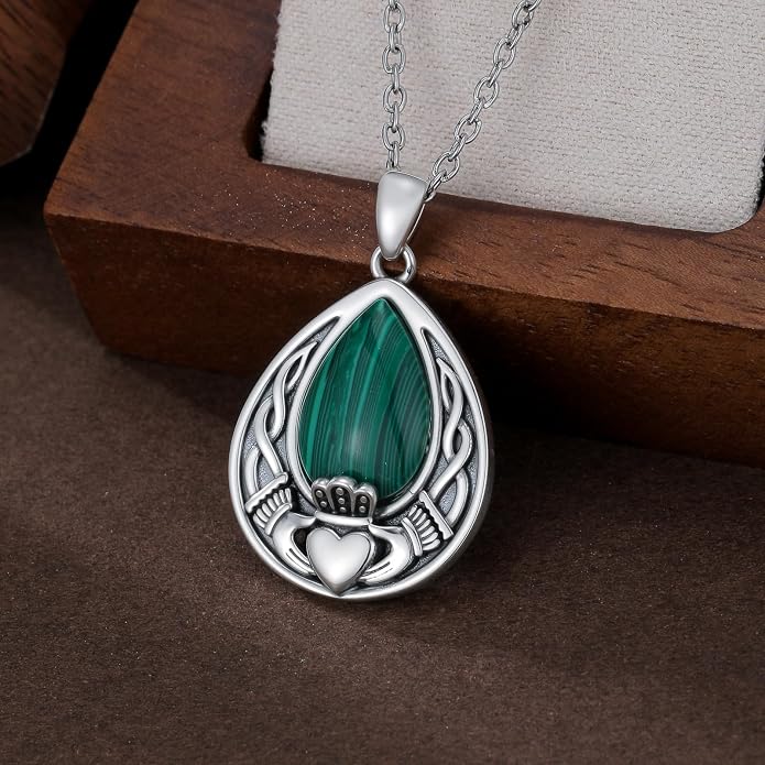 PELOVNY Celtic Knot Necklaces for Women 925 Sterling Silver Gemstone/Birthstone Teardrop Infinity Necklace Irish Celtic Pendant Jewelry Gifts for Mom Daughter Wife
