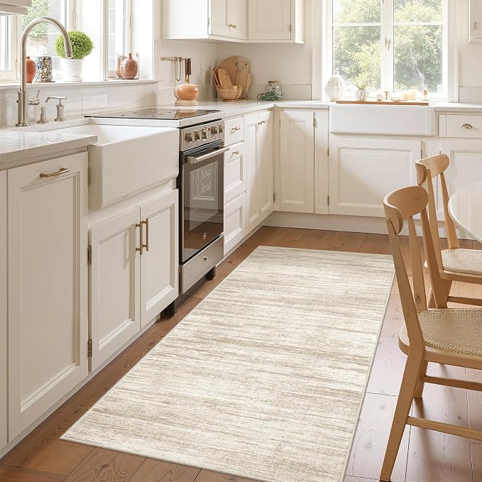 3x6 Runner Rug Non Slip,Washable Hallway Runner Rug,Brown | Neutral Rugs for Kitchen,Entryway,Bedroom,Bathroom,Nursery Room,Thin,Soft Runner Rug,Stain Resistant Indoor Carpet